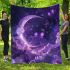 The moon and purple butterflies in the sky blanket
