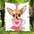 Valentine teacup chihuahua in pink and brown blanket