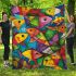 Vibrant and colorful painting of fish blanket