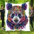Vibrant and colorful panda design with intricate patterns blanket
