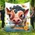 Vibrant anthropomorphic cow blanket