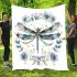 Watercolor dark blue dragonfly with gold blanket