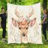 Watercolor deer with a floral crown and antlers blanket