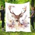 Watercolor deer with flowers blanket