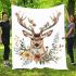 Watercolor deer with flowers blanket