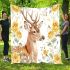 Watercolor deer with yellow roses blanket