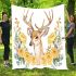 Watercolor deer with yellow roses blanket