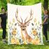 Watercolor deer with yellow roses blanket