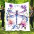 Watercolor dragonfly surrounded in the style of flowers blanket