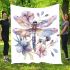 Watercolor dragonfly surrounded in the style of flowers blanket