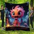Whimsical fire guardian in sky blanket