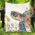 Whimsical watercolor turtle with floral patterns blanket