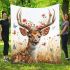 White tailed deer with large antlers and flowers on its head blanket