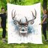 Whitetailed buck watercolor painting blanket