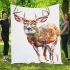 Whitetailed buck watercolor painting blanket