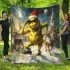 Yellow grinchy with black sunglass and dancing santaclaus blanket