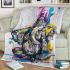 Abstract art graffiti with blue and purple shapes blanket