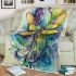 Abstract dragonfly with swirls and flowers blanket