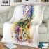 Abstract dragonfly with swirls and flowers blanket