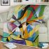 Abstract modern painting of the toucan bird blanket