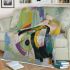 Abstract modern painting of the toucan bird blanket