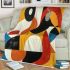 Abstract modern painting with geometric shapes and lines blanket