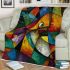 Abstract painting of fish vibrant colors geometric blanket