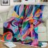 Abstract painting of musical notes and instruments blanket
