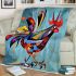 Abstract rooster with simple shapes and lines blanket