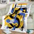 Abstract shapes in blue yellow and black forming blanket