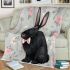 Adorable black rabbit with pink ears blanket