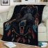 Angry black bear with dream catcher area rug blanket