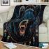 Angry black bear with dream catcher area rug blanket