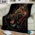 Angry leopard with dream catcher area rug blanket