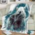 Angry white bear with dream catcher area rug blanket