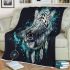 Angry white tiger with dream catcher area rug blanket