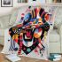 Animal shapes in colorful geometric patterns blanket