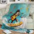 Baby monkey surfs with guitar and musical notes blanket