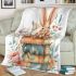 Baby rabbit sitting on top of books surrounded by flowers blanket