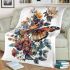 Beautiful butterfly surrounded by flowers blanket