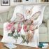 Beautiful butterfly with pink roses blanket