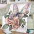 Beautiful butterfly with pink roses blanket