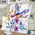 Beautiful colorful butterfly among flowers blanket