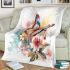 Beautiful colorful butterfly among flowers blanket