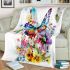 Beautiful colorful butterfly among flowers blanket