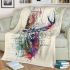 Beautiful deer head watercolor splatter blanket