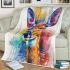 Beautiful deer portrait in watercolor style blanket