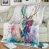 Beautiful deer watercolor splashes blanket