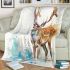 Beautiful deer watercolor splashes blanket