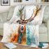 Beautiful deer watercolor splashes blanket